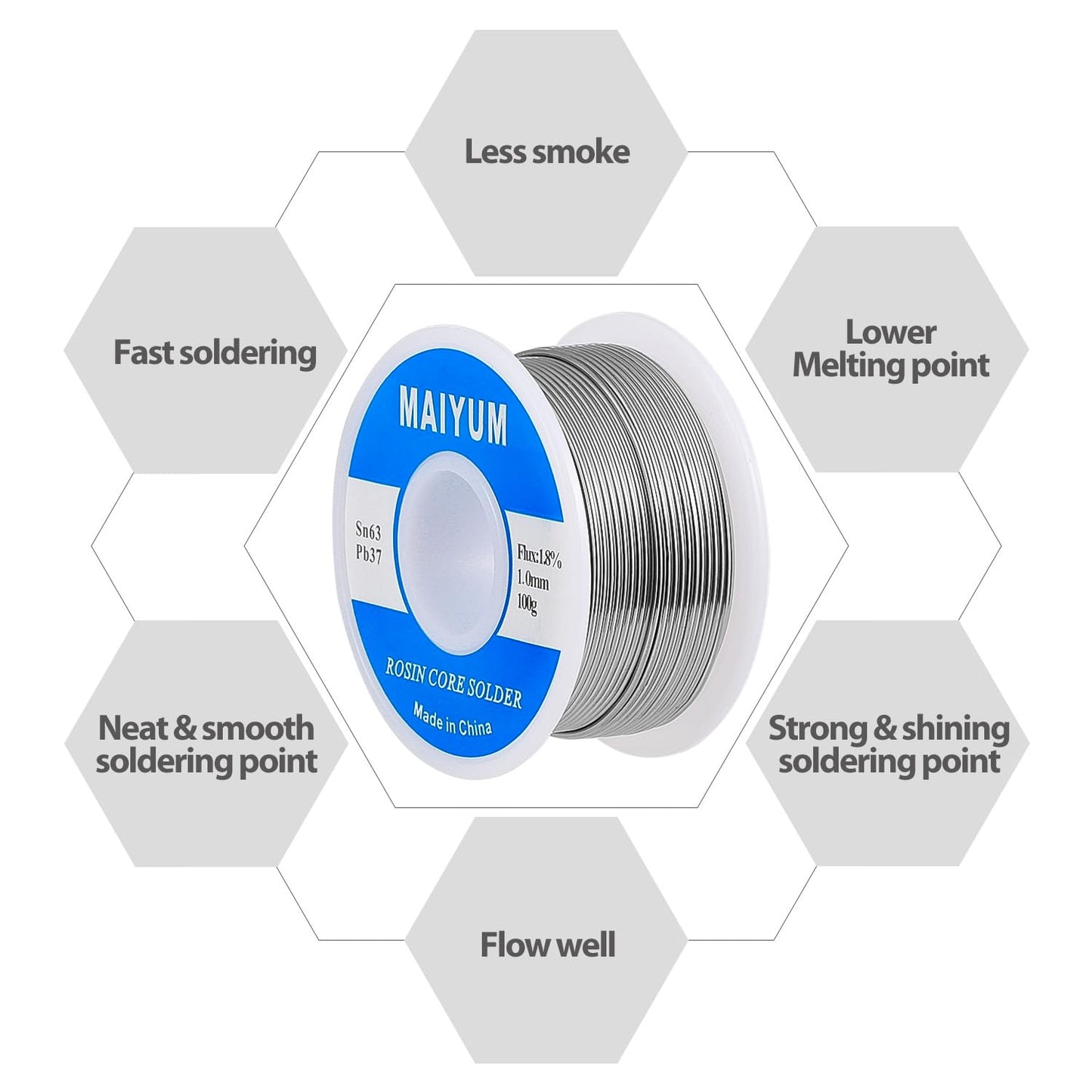 63-37 Tin Lead Rosin Core Solder Wire for Electrical Soldering (0.8mm 50g)