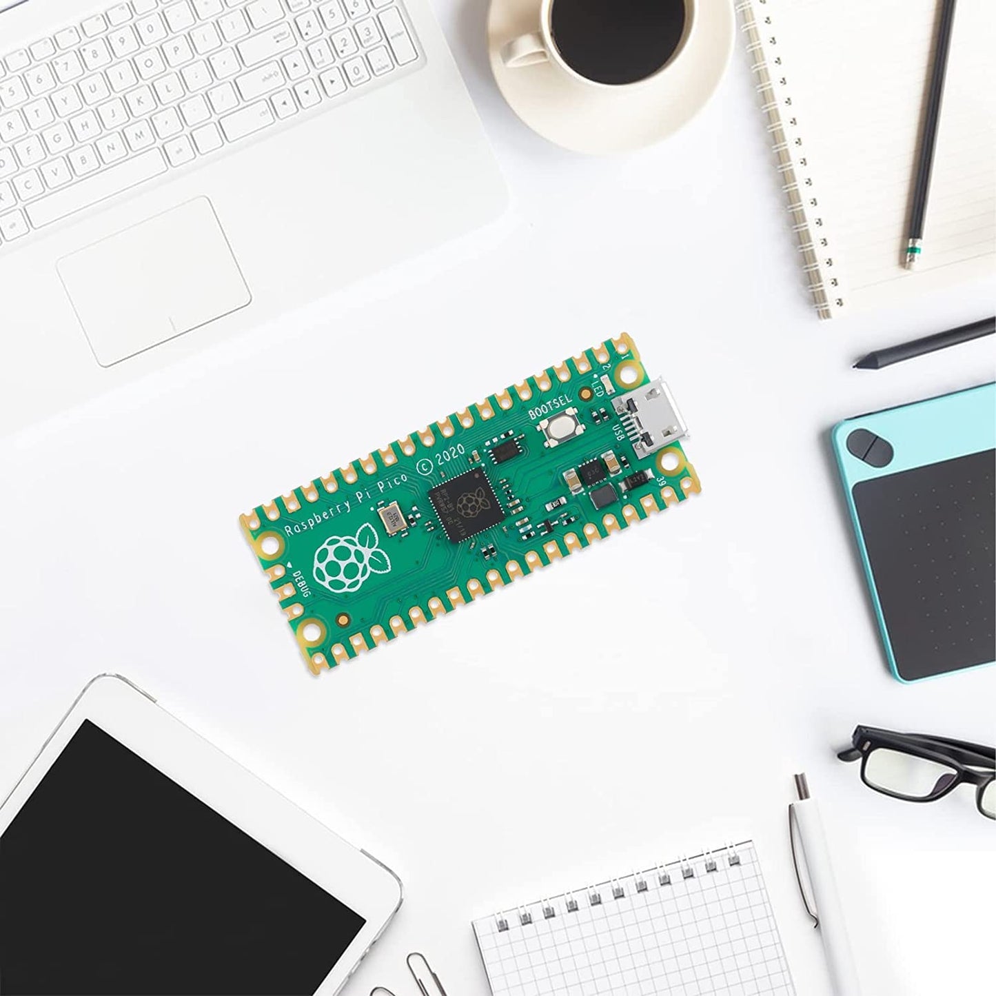 2pc Raspberry Pi Pico Development Board, Raspberry Pi RP2040 Dual-core ARM Cortex M0+ Processor, Running Up to 133 MHz, Support C/C++/Python, 2MB Quad SPI Flash Integrated with SPI/I2C/UART (Blue)