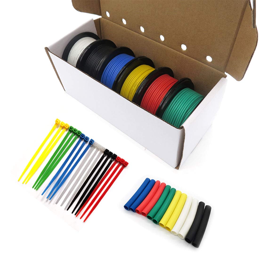 Fermerry 30 AWG Stranded Wire Spool 25ft Each 6 Colors Flexible 30 Gauge Silicone Hook up Wire Kit Electrical Tinned Copper Wire