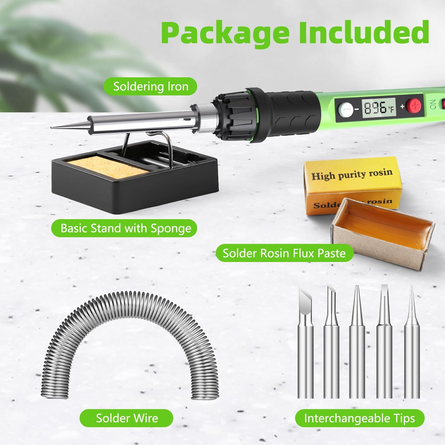 Soldering Iron Kit, 80W 110V LCD Digital Solder Iron Pen with Ceramic Heater, Portable Welding Tools with 5pcs Tips, Stand, Solders Wire, Sponge, Paste, for Metal,Electric Repairs, DIY