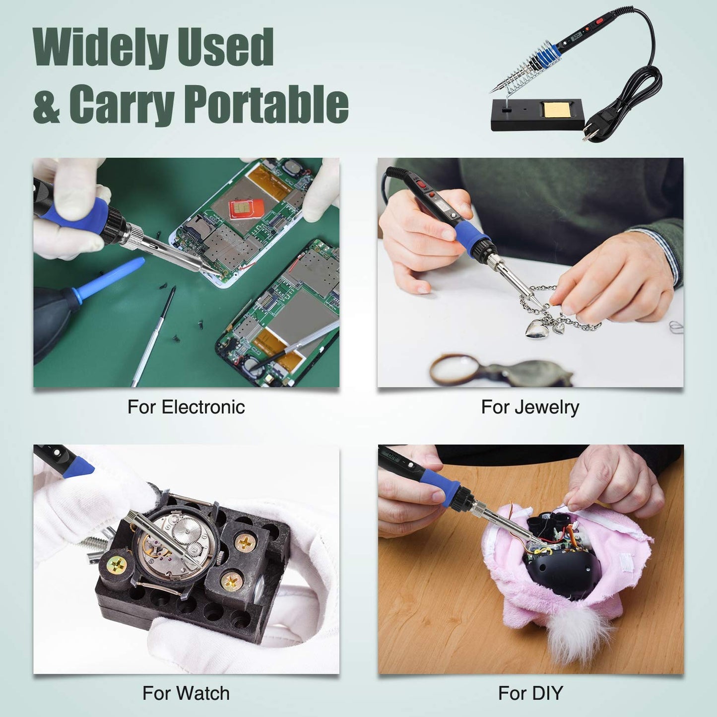 Soldering Iron Kit, 80W 110V LCD Digital Solder Iron Pen with Ceramic Heater, Portable Welding Tools with 5pcs Tips, Stand, Solders Wire, Sponge, Paste, for Metal,Electric Repairs, DIY