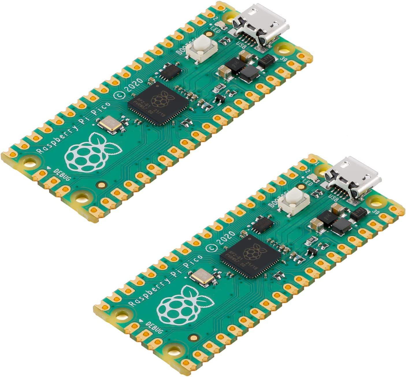 2pc Raspberry Pi Pico Development Board, Raspberry Pi RP2040 Dual-core ARM Cortex M0+ Processor, Running Up to 133 MHz, Support C/C++/Python, 2MB Quad SPI Flash Integrated with SPI/I2C/UART (Blue)