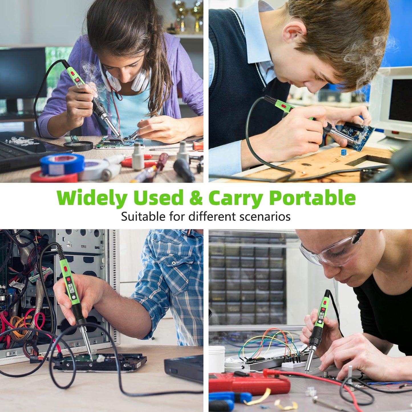 Soldering Iron Kit, 80W 110V LCD Digital Solder Iron Pen with Ceramic Heater, Portable Welding Tools with 5pcs Tips, Stand, Solders Wire, Sponge, Paste, for Metal,Electric Repairs, DIY