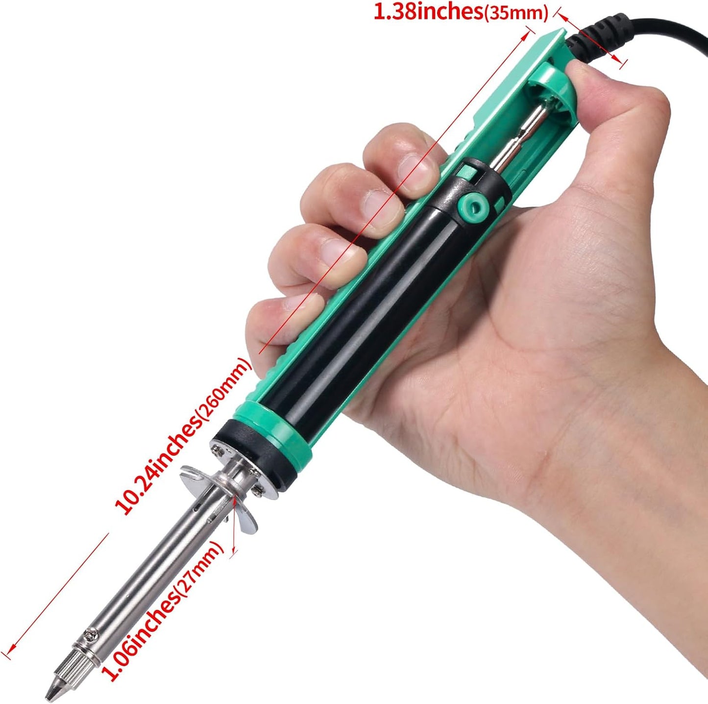 YIHUA 929D-V Electric Desoldering Soldering Iron Solder Sucker Desoldering Pump with Shorter Charging Handle and Desoldering Nozzles 1.0mm 1.2mm for Through-Hole Desoldering