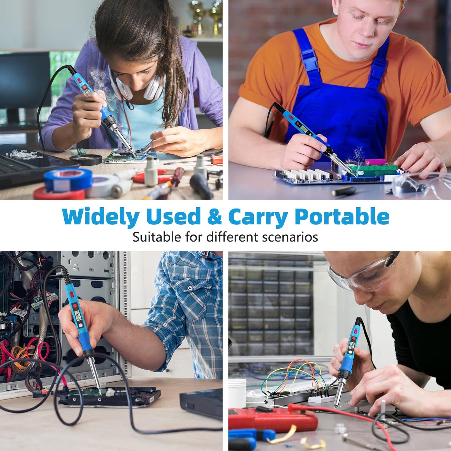 Soldering Iron Kit, 80W 110V LCD Digital Solder Iron Pen with Ceramic Heater, Portable Welding Tools with 5pcs Tips, Stand, Solders Wire, Sponge, Paste, for Metal,Electric Repairs, DIY